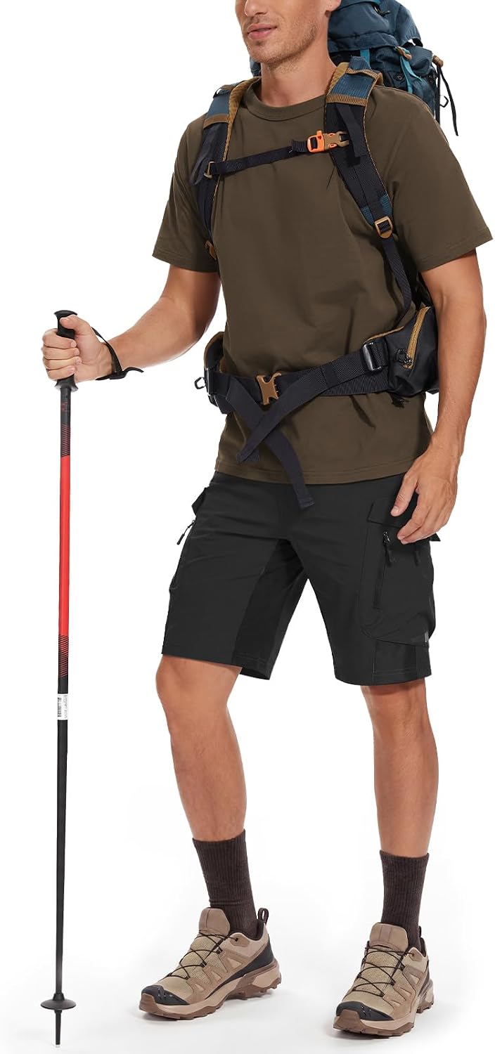 XKTTAC Men's Hiking Cargo Shorts: 4-Way Stretch with 6 Secure Pockets