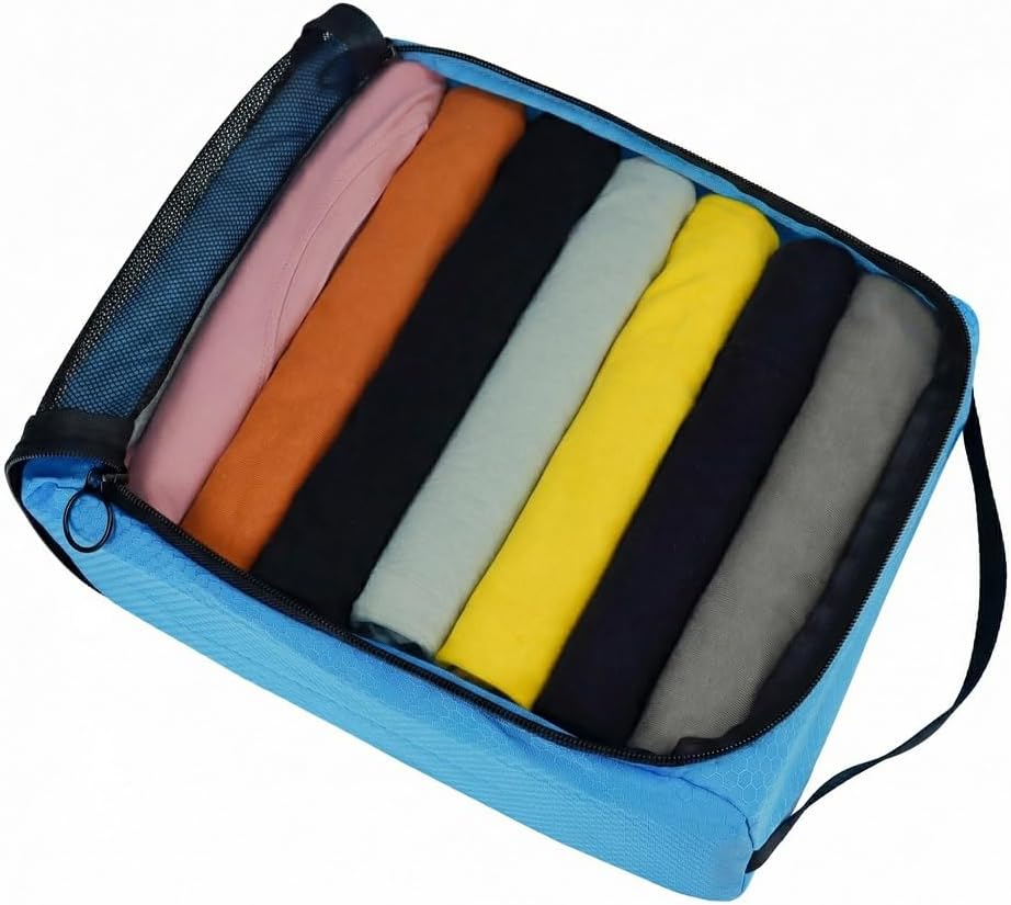4-PACK Blue Organizer Cubes - Pack Luggage, Suitcase and Carry On Cubes