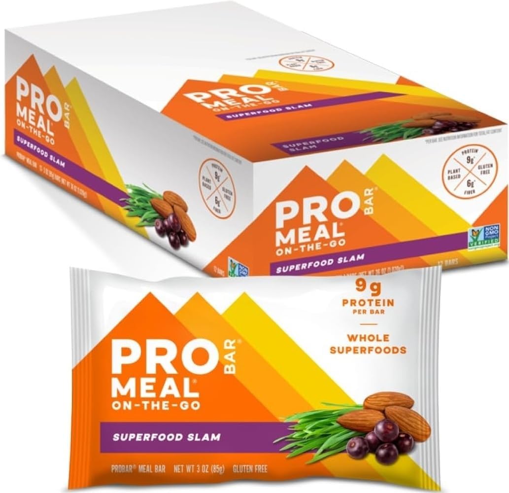 PROBAR MEAL Bar – Plant Based Meal Replacement Bar with Whole Food Ingredients, Oats, Nuts & Seeds, Vegan, Gluten Free, Non-GMO Nutrition Bar for Breakfast, Travel & On-the-Go Energy (Superfood Slam, 12 Count)