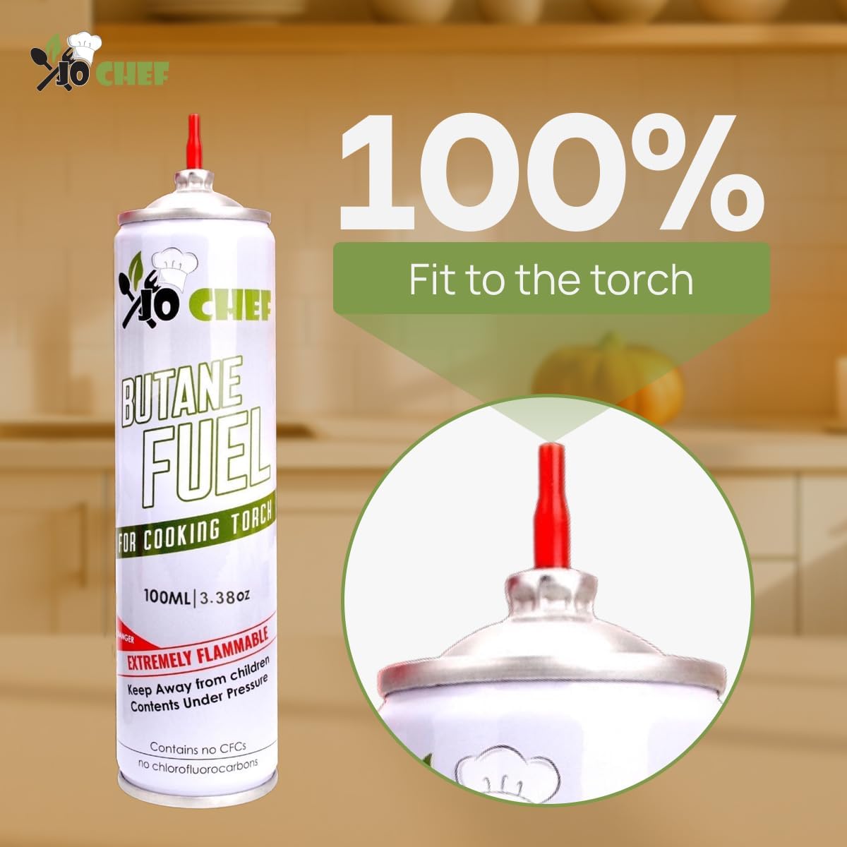 Jo Chef Butane Refill, Universal Butane Fuel for Kitchen Torch Lighters