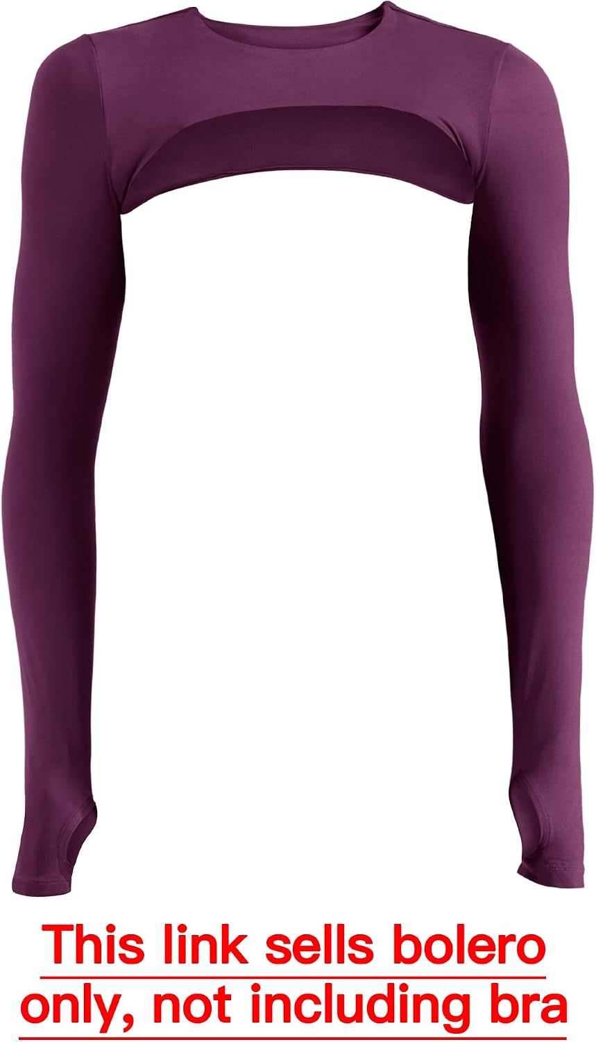YEOREO Women Crop Top Long Sleeve Bolero Open Front Workout Cropped Shirts Sports Shrug