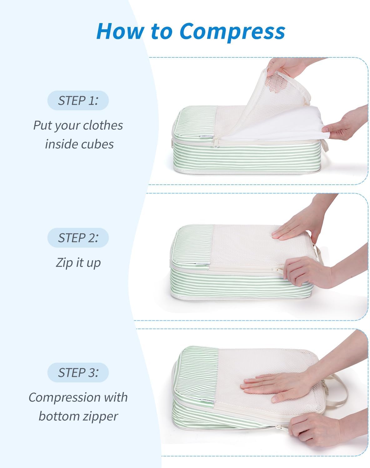 Narwey Compression Packing Cubes for Travel, Cute Luggage Organizer Bags