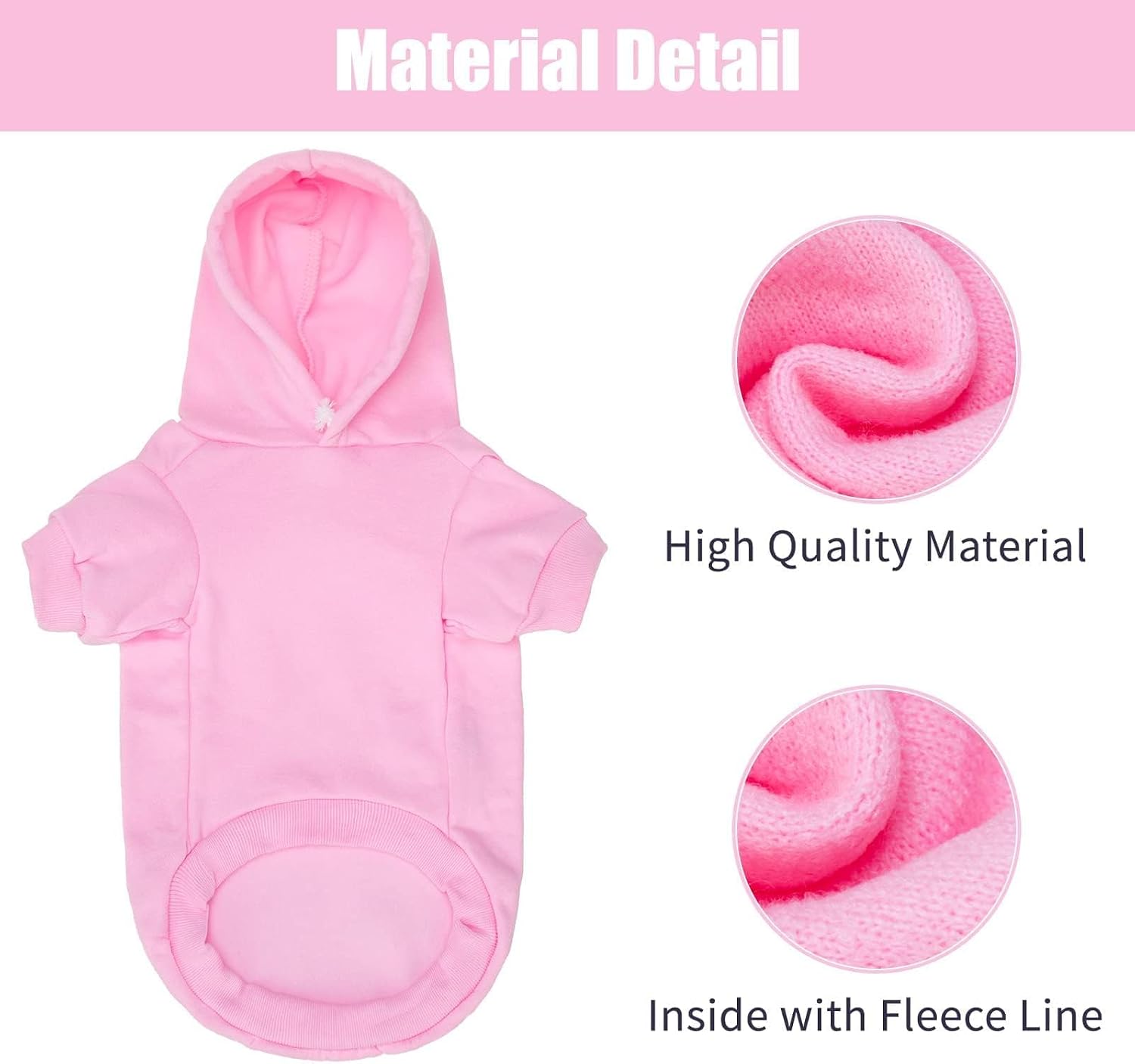 BINGPET Security Dog Hoodie, Pet Sweater Clothes with Leash Hole, Pink