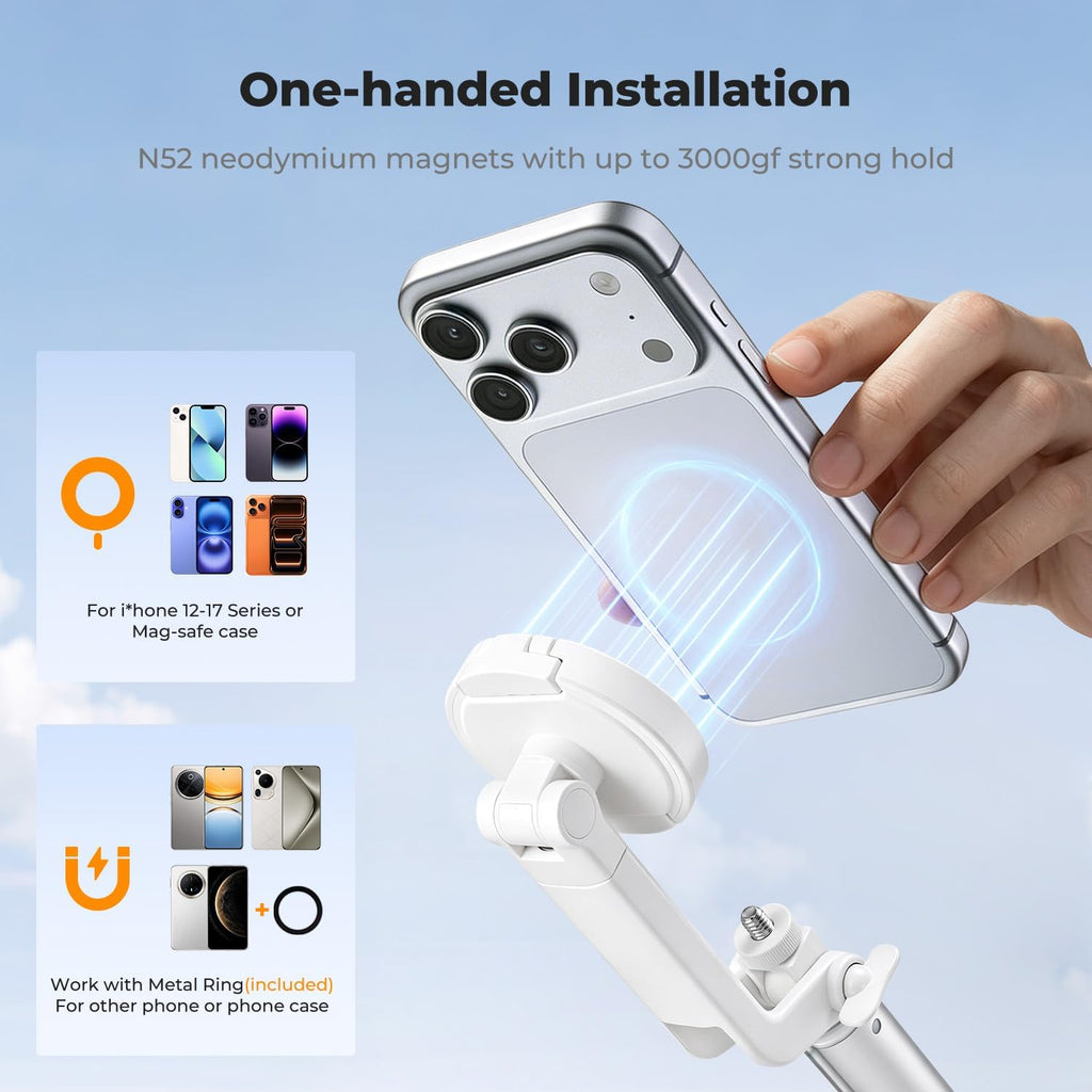 K&F CONCEPT 72" Selfie Stick for iPhone, Phone Tripod with Light