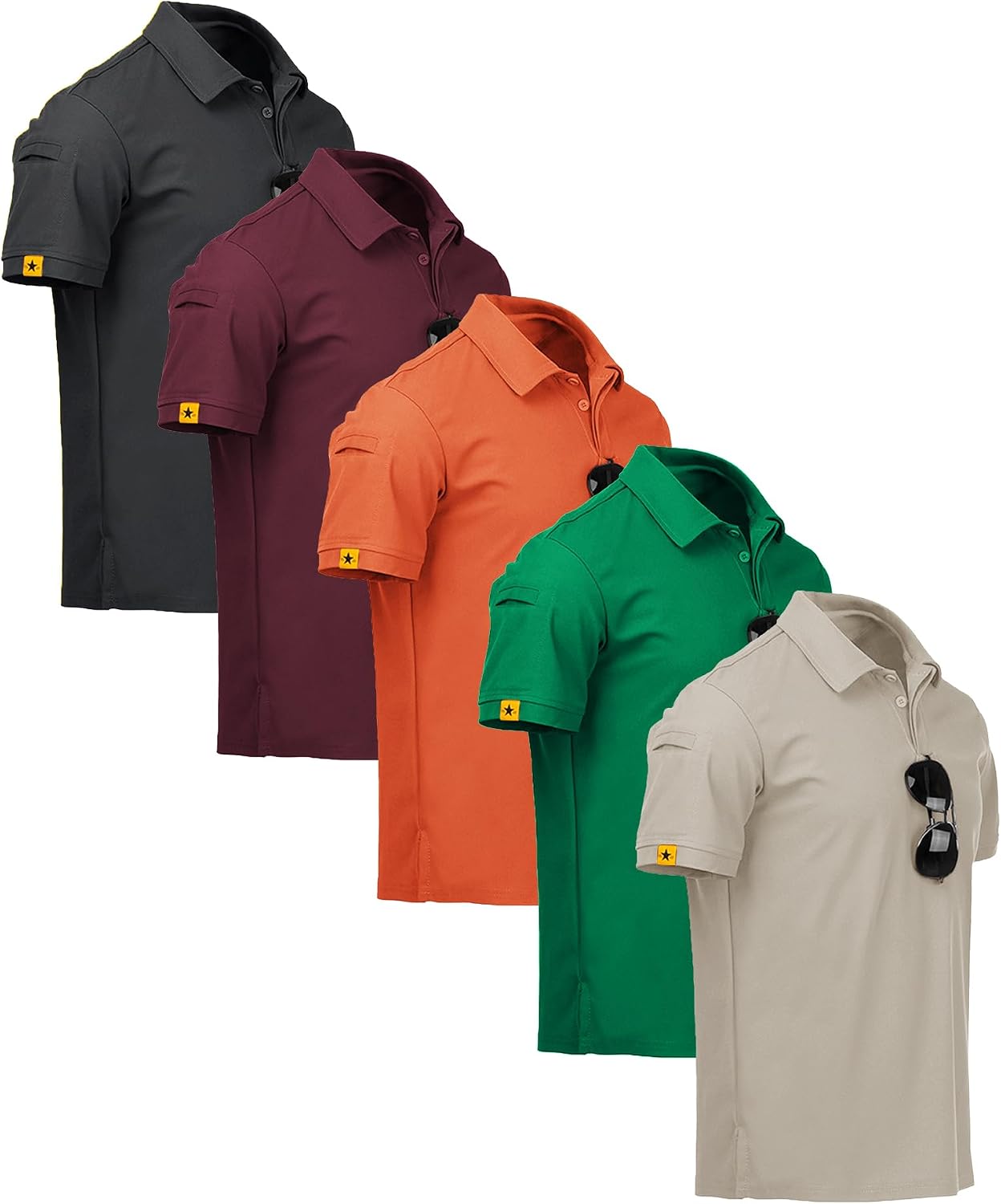 ZITY 5 Pack Mens Polo Shirt Short Sleeve Moisture Wicking Golf T-Shirt