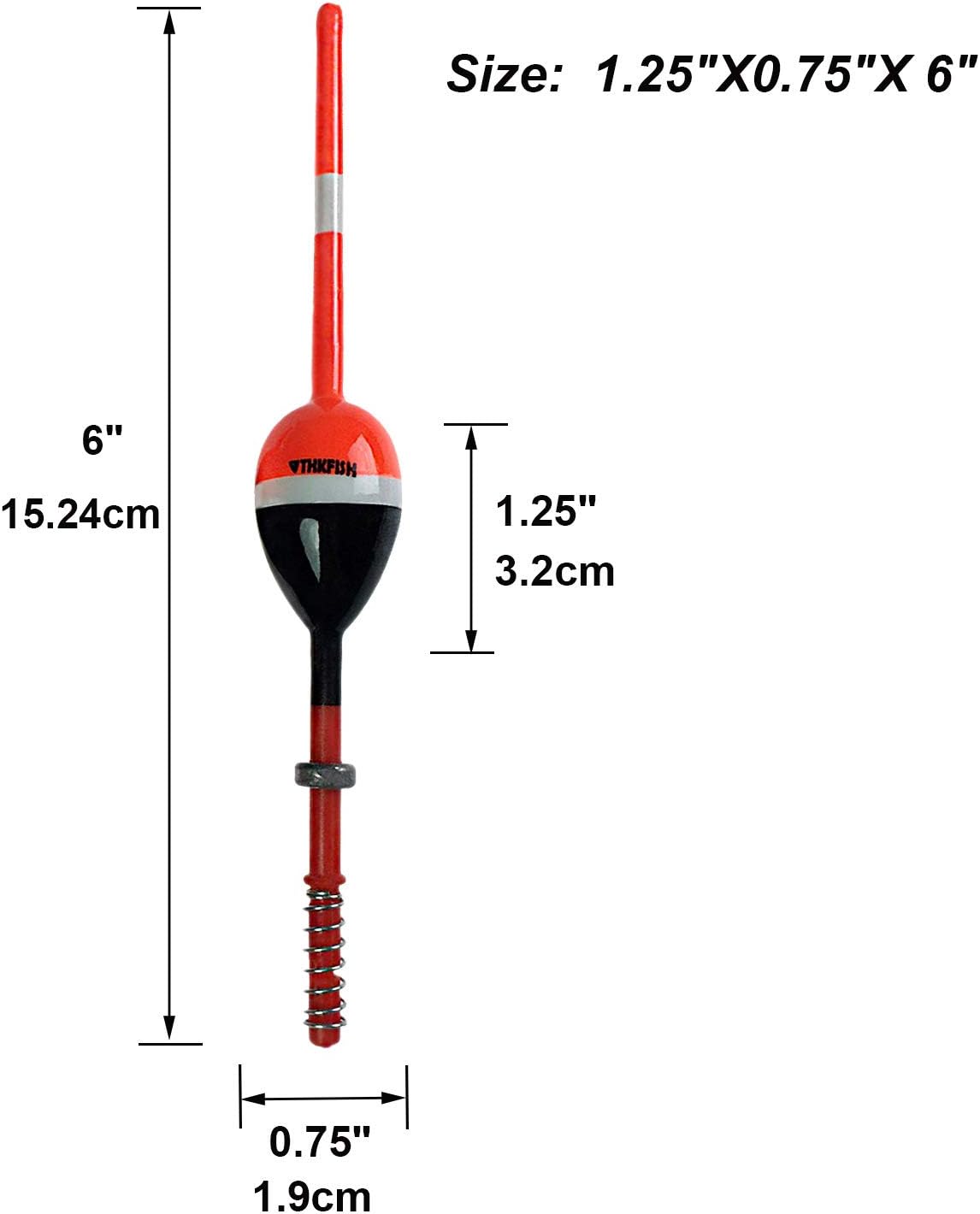THKFISH Balsa Wood Spring Bobbers with Oval Slip Bobbers, Fishing Floats