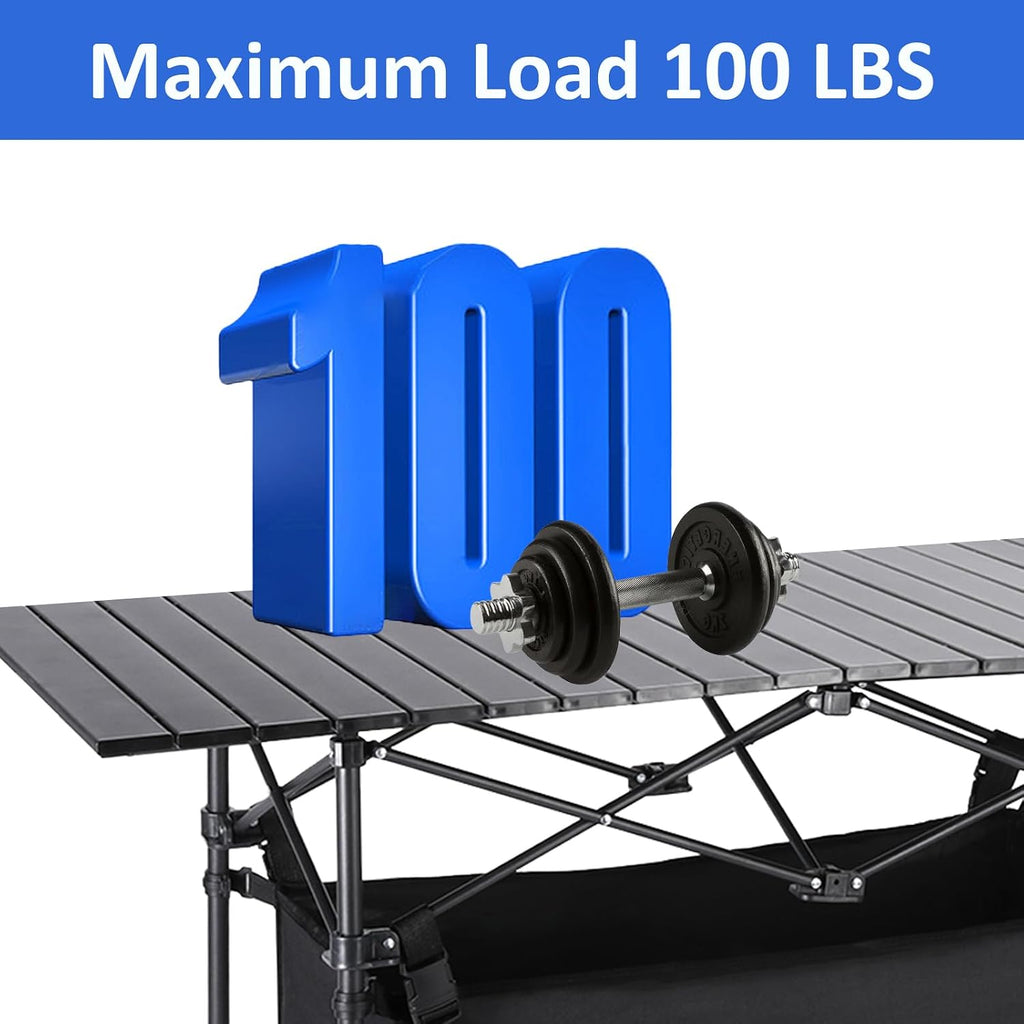 Moosinily Camping Table 4Ft Lightweight Metal Folding Picnic Camp Table Portable Roll-Up Design for Outdoor, Camp, Beach, BBQ, Patio, and Picnic with Carrying Bag 47.2''x21.6''x 19.69''