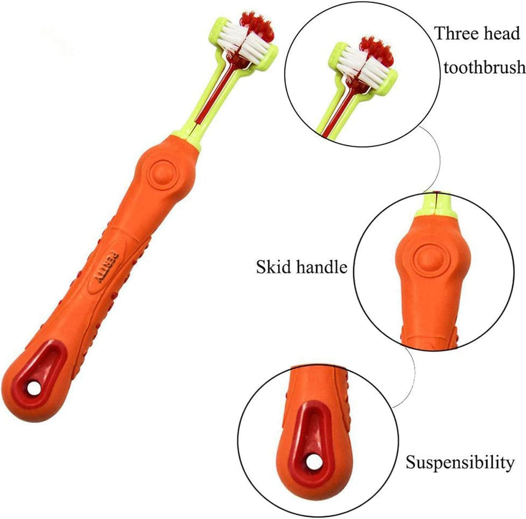Orgrimmar 8 Pcs 3-Sided Pet Toothbrush Dog Cat Mouth Dental Teeth Care