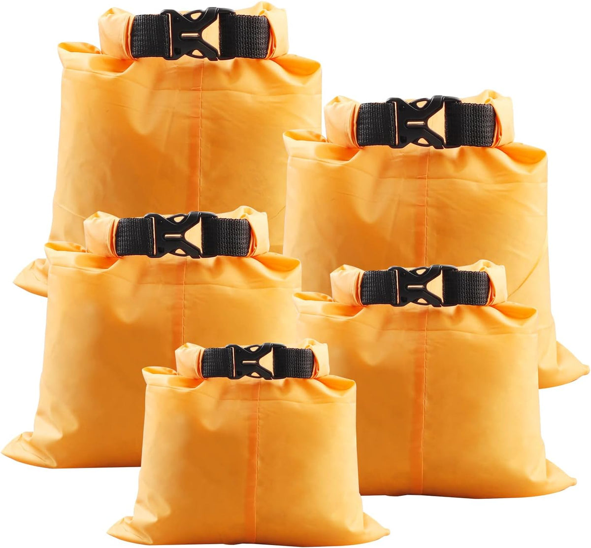 Pimoys 5 Pack Waterproof Dry Sacks, Lightweight Outdoor Dry Bags Ultimate Dry Bags for Kayaking Rafting Boating Camping (1.5L, 2.5L, 3.5L, 4.5L, 6L)