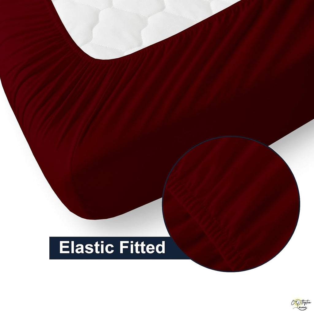Cottington Lane 4 Piece Cot Sheets Set 32 x 75, Premium Egyptian Cotton Sheets, Perfect for Narrow Twin, Camp Bunk, Army Cots, Trifold Mattress, Camping Cot, Guest Bed Replacement, Burgundy