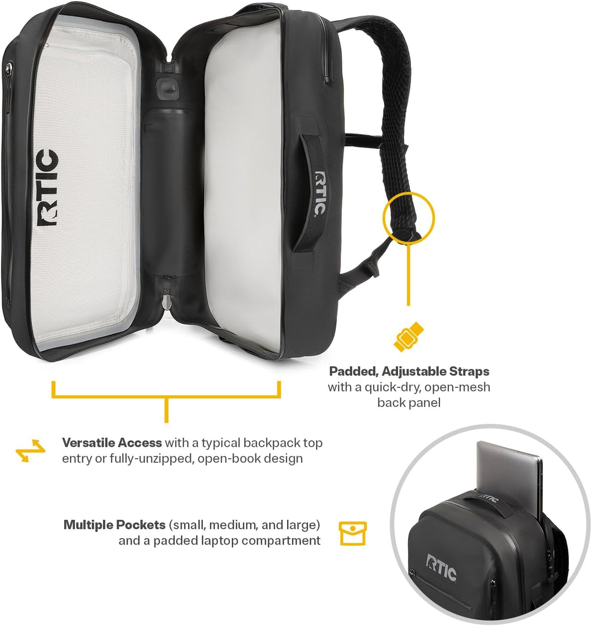 RTIC Ultra Dry Backpack Waterproof 26 L, Black & Graphite
