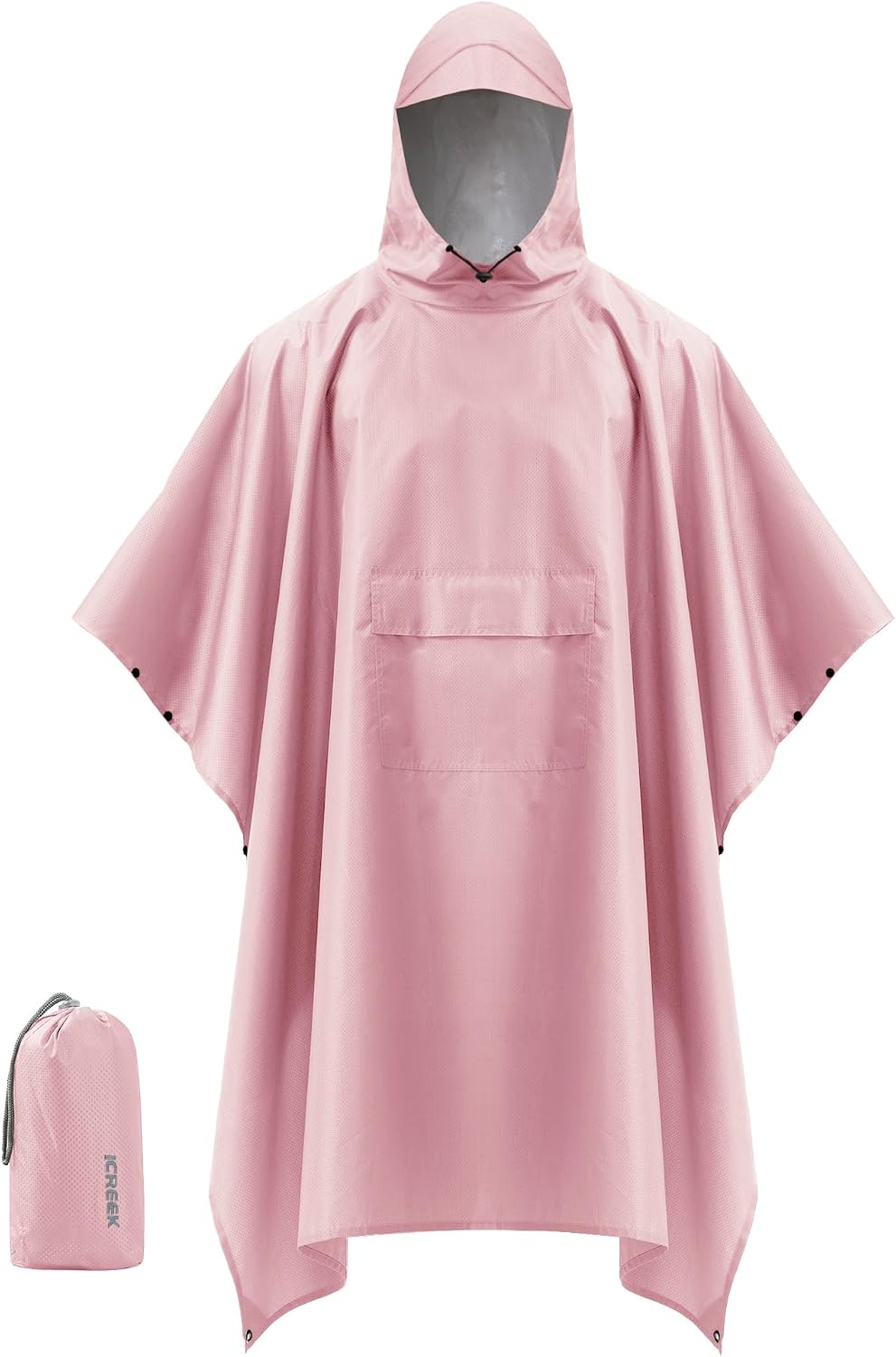 iCreek Hooded Rain Poncho Packable Waterproof Unisex Raincoat with Pocket
