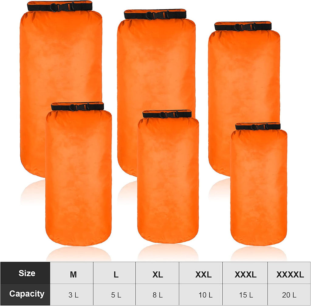 Shappy 6 Pcs Waterproof Dry Bag Set Ultralight Stuff Sack 20/15/10/8/5/3L Backpacking Bag with Long Adjustable Strap Outdoor Keep Gear Dry Sack for Camping Kayaking Boating Hiking Travel