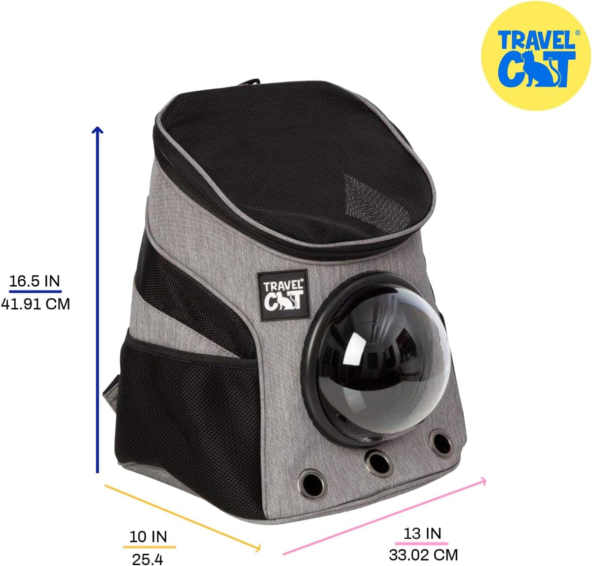 Fat Cat Backpack Carrier - Airline Approved Cat Carrier with Space Capsule Bubble for for Small Cats, Kitten - Premium Grey Heather Cat Carrier Backpack for Outdoor, Travel, Hiking, Pet Supplies