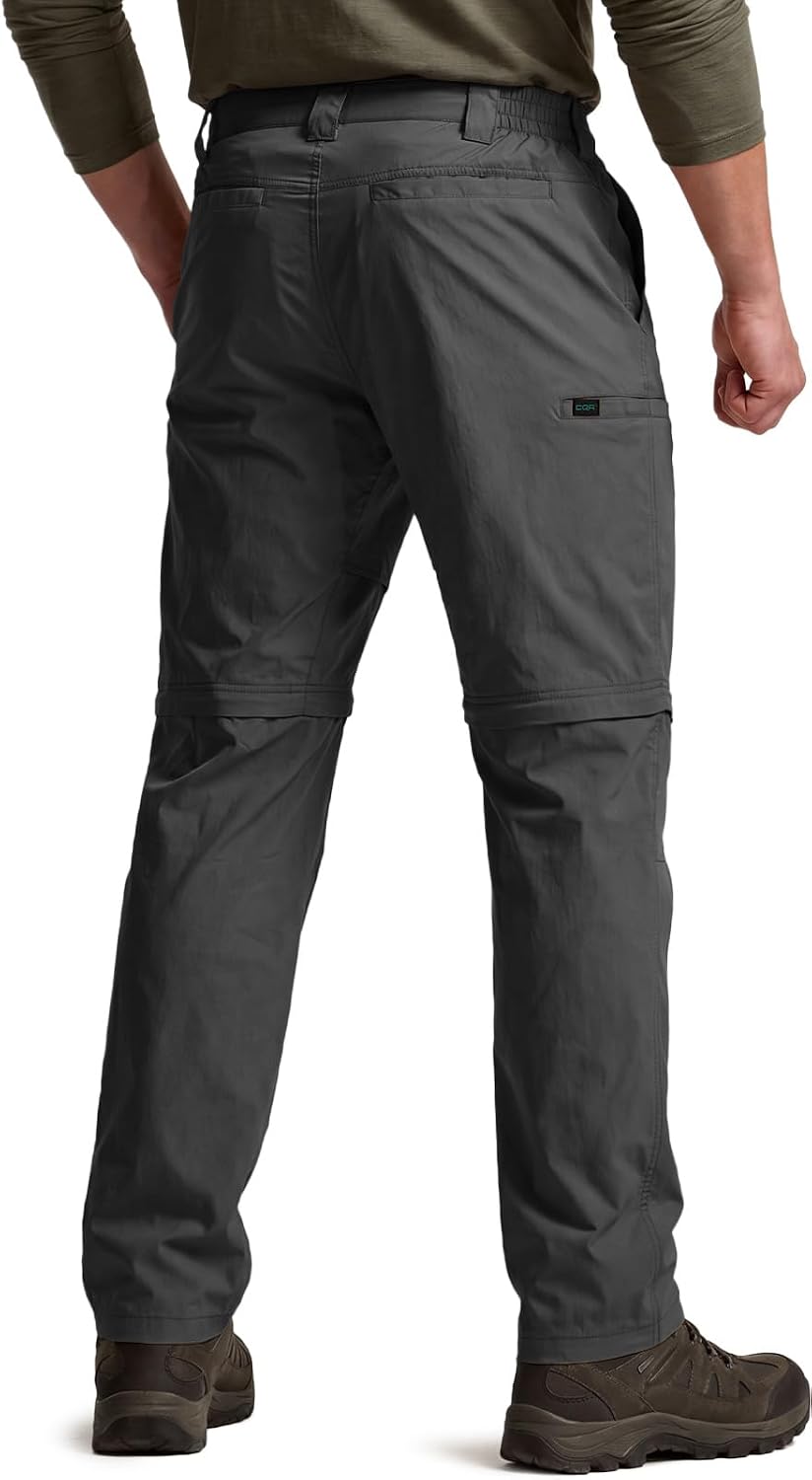 CQR Men's Convertible Cargo Tactical Pants, Water Resistant Outdoor Hiking Pants, Zip Off Lightweight Stretch Work Pants