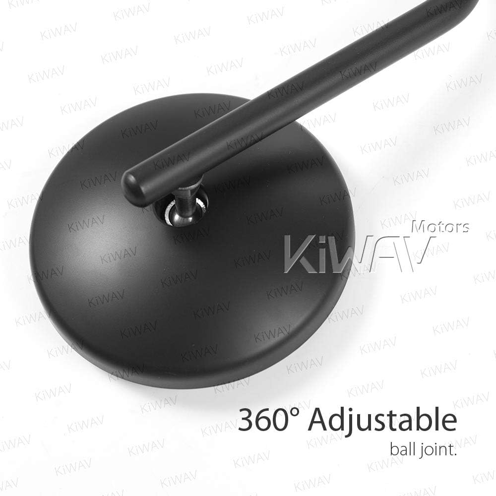 KiWAV Motorcycle 4 Inches Round Mirrors Rear View Side Old School Black Eclipse Short Stem Convex 10mm M10 1.25 Pitch Standard Threads Compatible for Most Metric Bikes Pack of a Pair