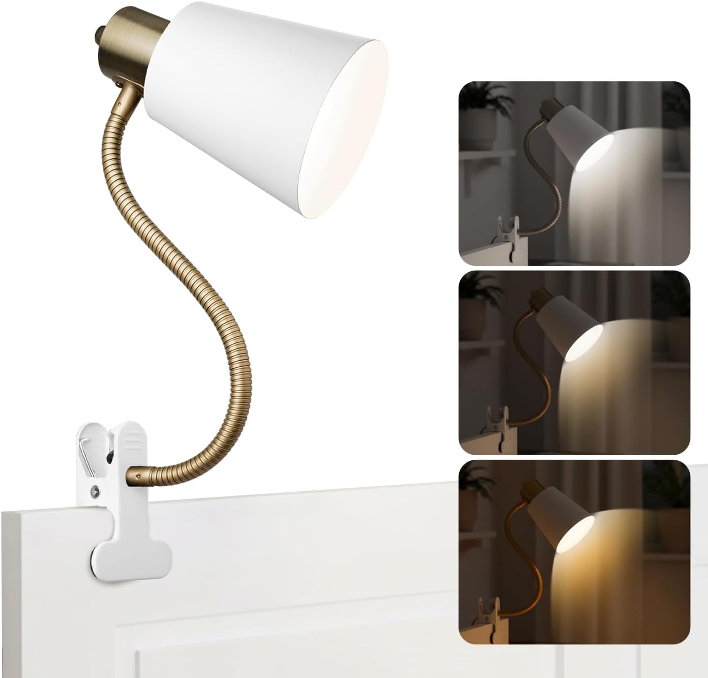 LALISU Desk lamp Eye-Caring Table Lamps 360°Rotation Gooseneck Clip on Lamp