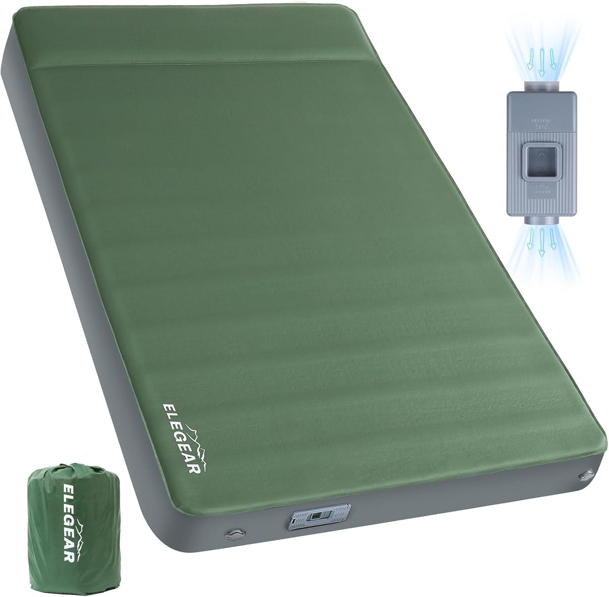 Elegear Air & Foam Self Inflating Sleeping Pad with Electric Pump 4" Full