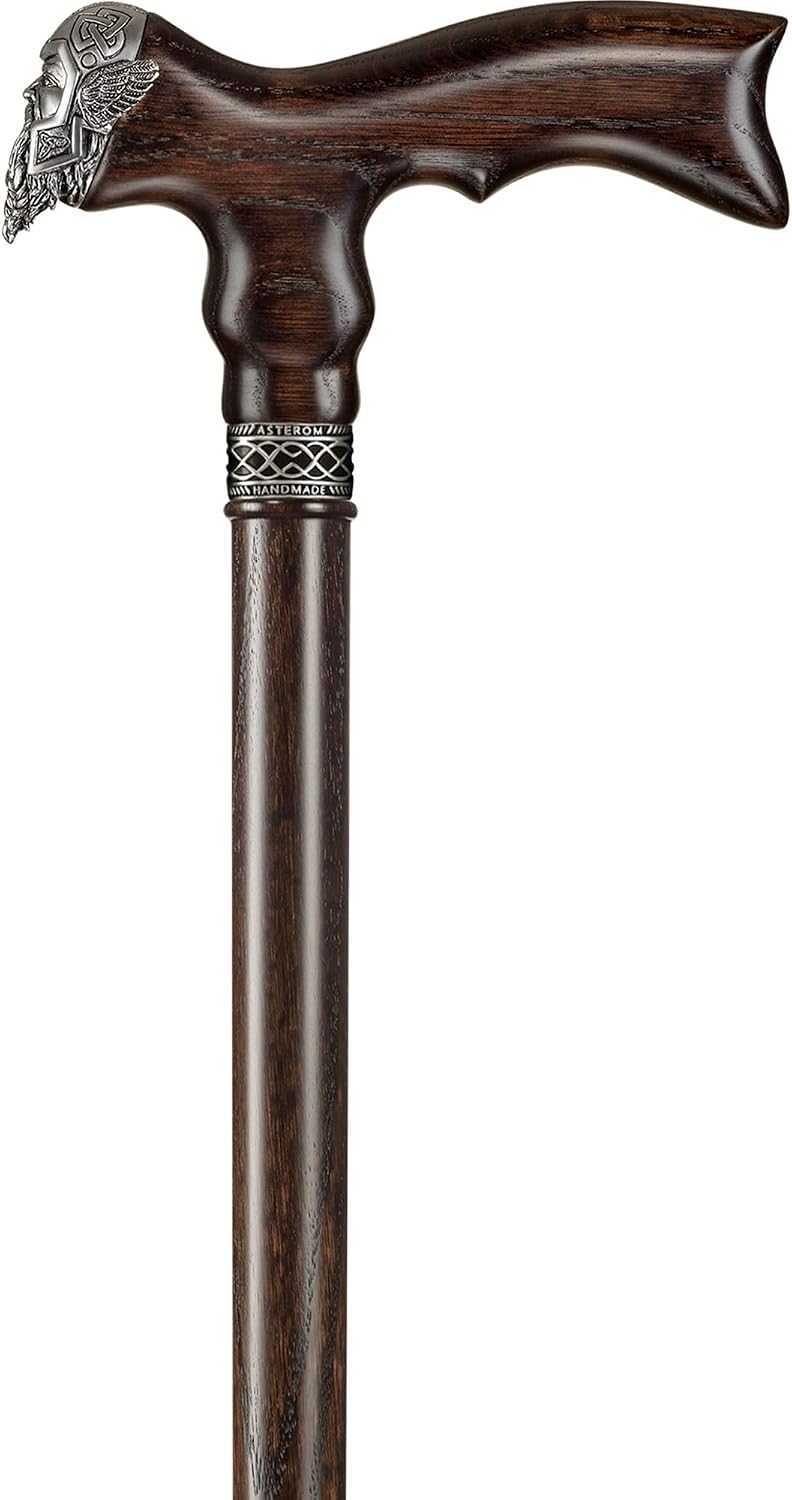 Asterom Wooden Canes for Men, Handcrafted Men's Walking Cane, Oak Wood