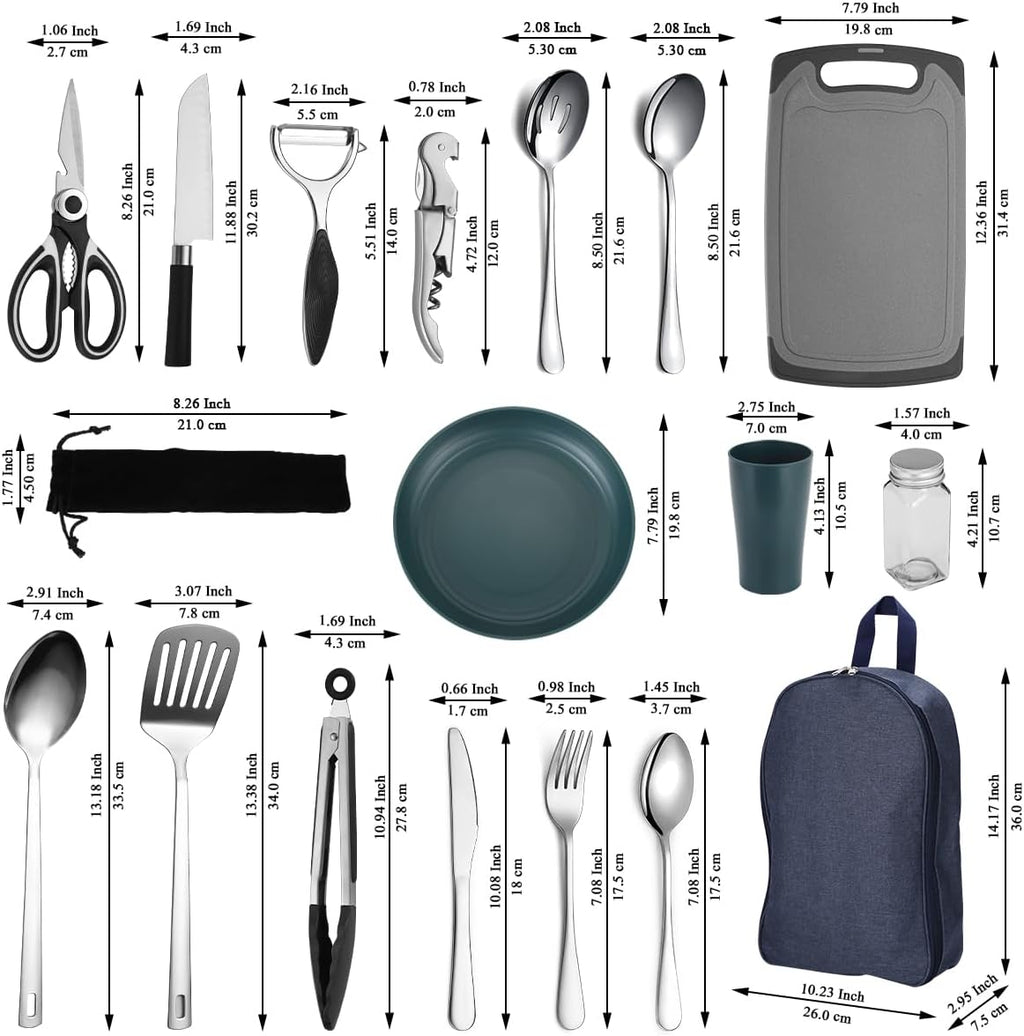HOMQUEN Camping Essentials Camping Gear Must Haves，Cooking Utensils Set Rv Camping Accessories，Camper Gadgets for Outdoor Hiking Travel Picnic Barbecue Gifts