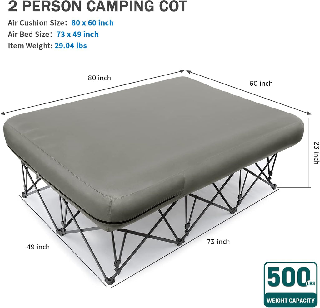 KAMPKEEPER Camping Cot for Adults with Air Mattress, No Air Pump