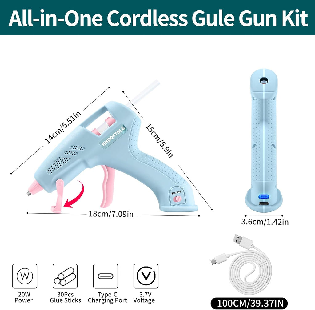 Cordless Hot Glue Gun Kit with 30 Sticks, Fast Heating 2.6Ah Rechargeable