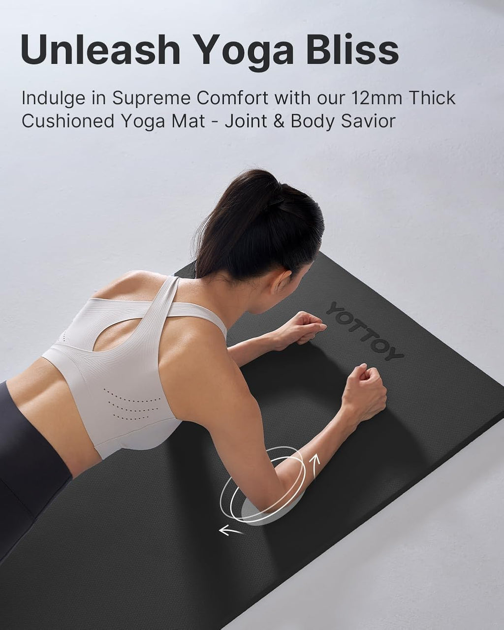 YOTTOY Yoga Mat，Extra Thick Yoga Mat (1/2inch),Professional TPE Exercise Mat,Non-Slip Workout Mat for Yoga, Pilates, Fitness, Barefoot Workouts, Home Gym Studio with Strap