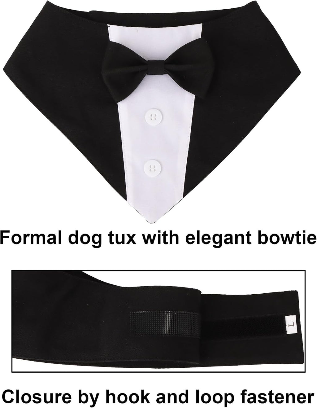 PTDECOR Formal Dog Tuxedo, Wedding Dog Collar with Bowtie Outfit, M
