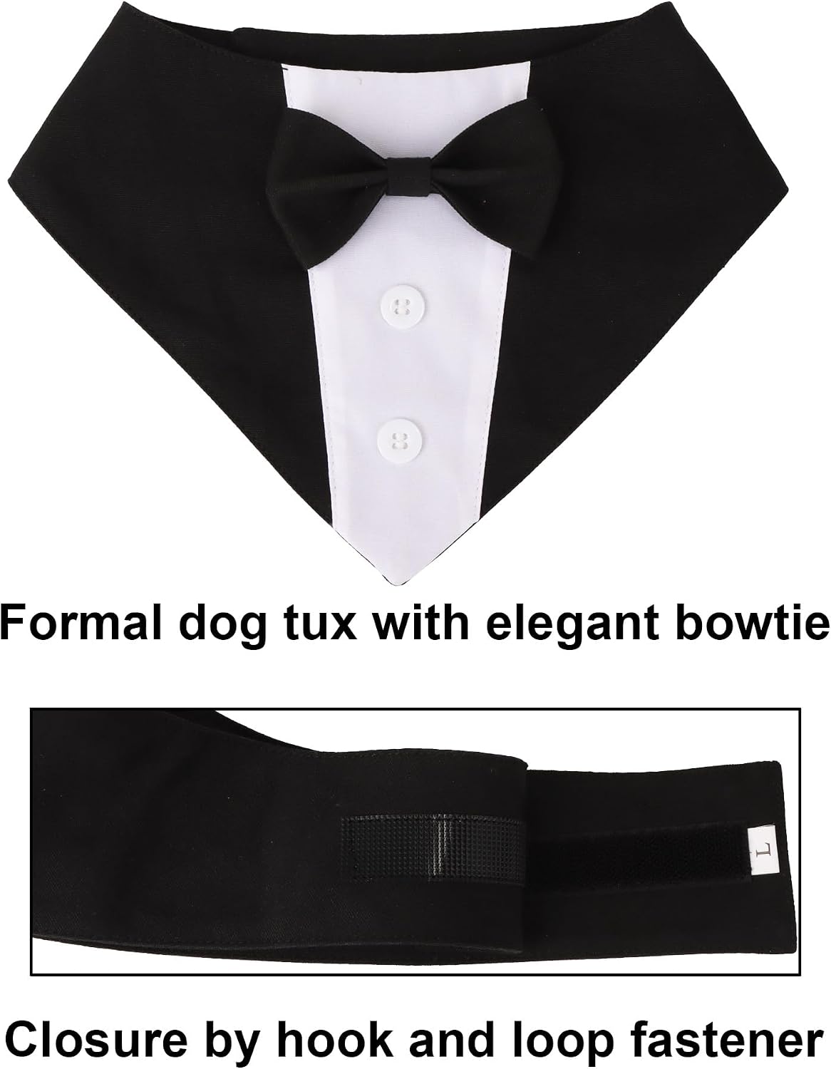 PTDECOR Formal Dog Tuxedo, Wedding Dog Collar with Bowtie Outfit, M
