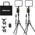 UBeesize 2-Pack LED Video Light Kit with Tripod Stand & Phone Holder