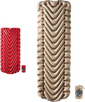 Klymit Insulated Static V Luxe Inflatable Sleeping Pad for Camping, Lightweight Hiking and Backpacking Air Bed for Cold Weather,Red & Insulated Static V Inflatable Sleeping Pad for Camping