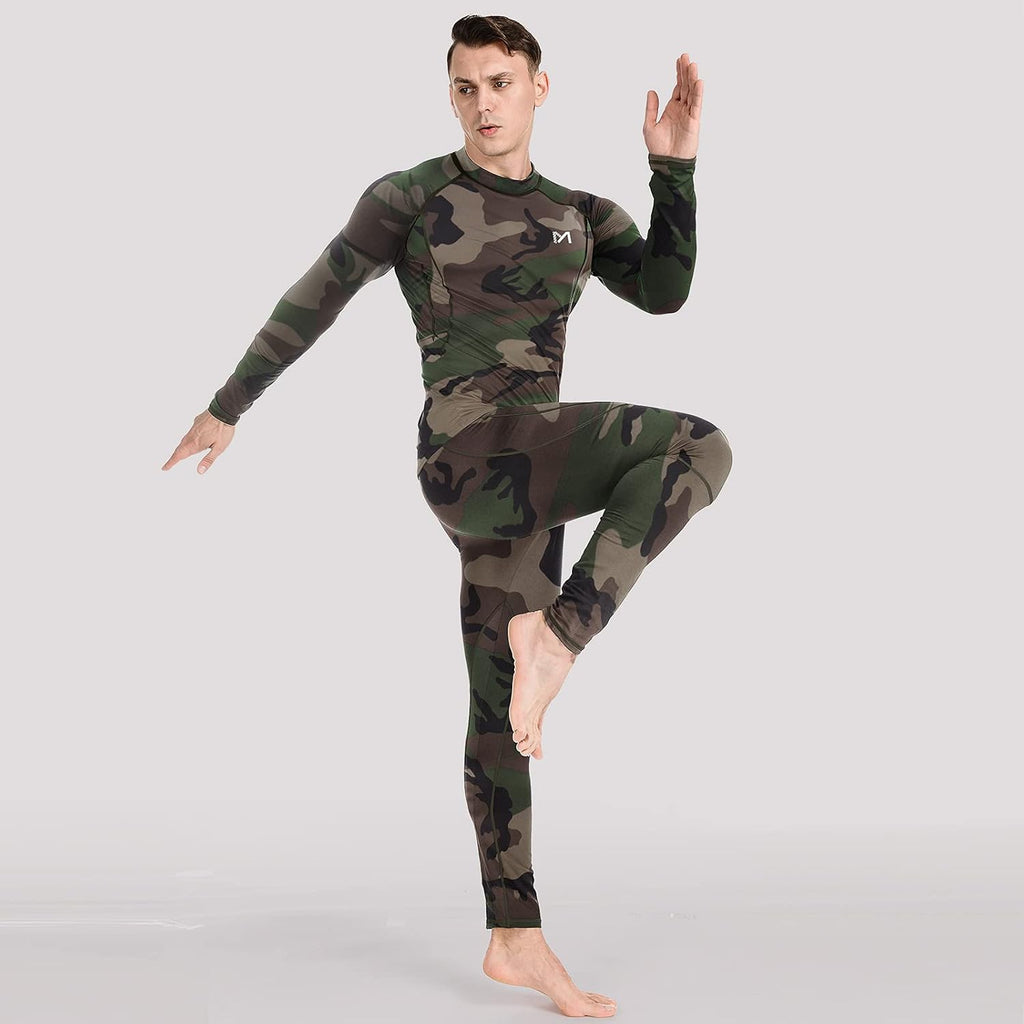 MEETYOO Thermal Underwear for Men, Winter Gear Long Johns Base Layer Top and Bottom Set for Skiing Running