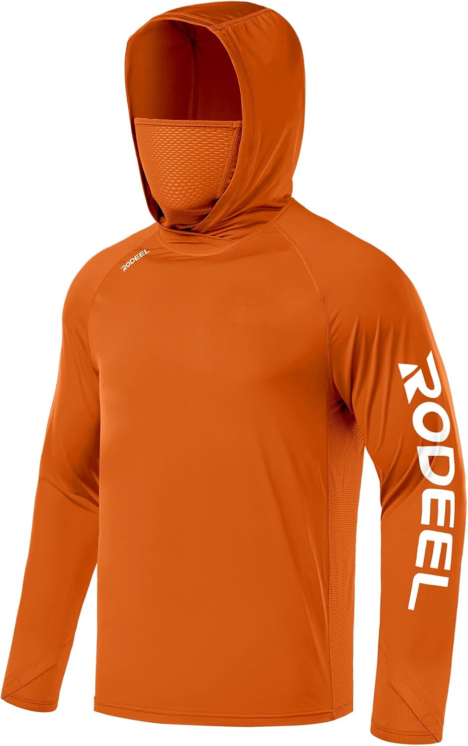 Rodeel UPF 50+ Men’s Long Sleeve Performance Fishing Hiking Shirt with Mask UV Neck Gaiter Hoodie