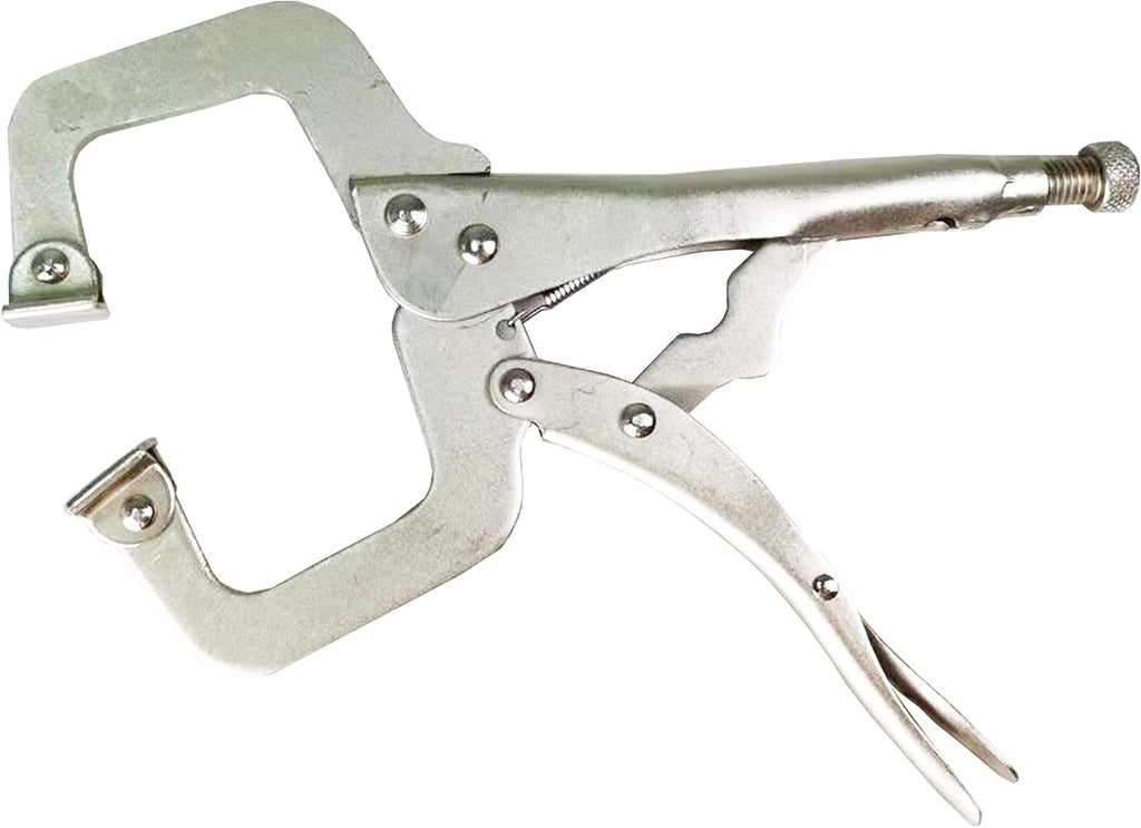 HFS (R) 11-Inch Locking C-Clamp Pliers, 10-Pack Heavy-Duty Welding Clamps with Swivel Pads, Heat-Treated Steel, 4-Inch Jaw Opening
