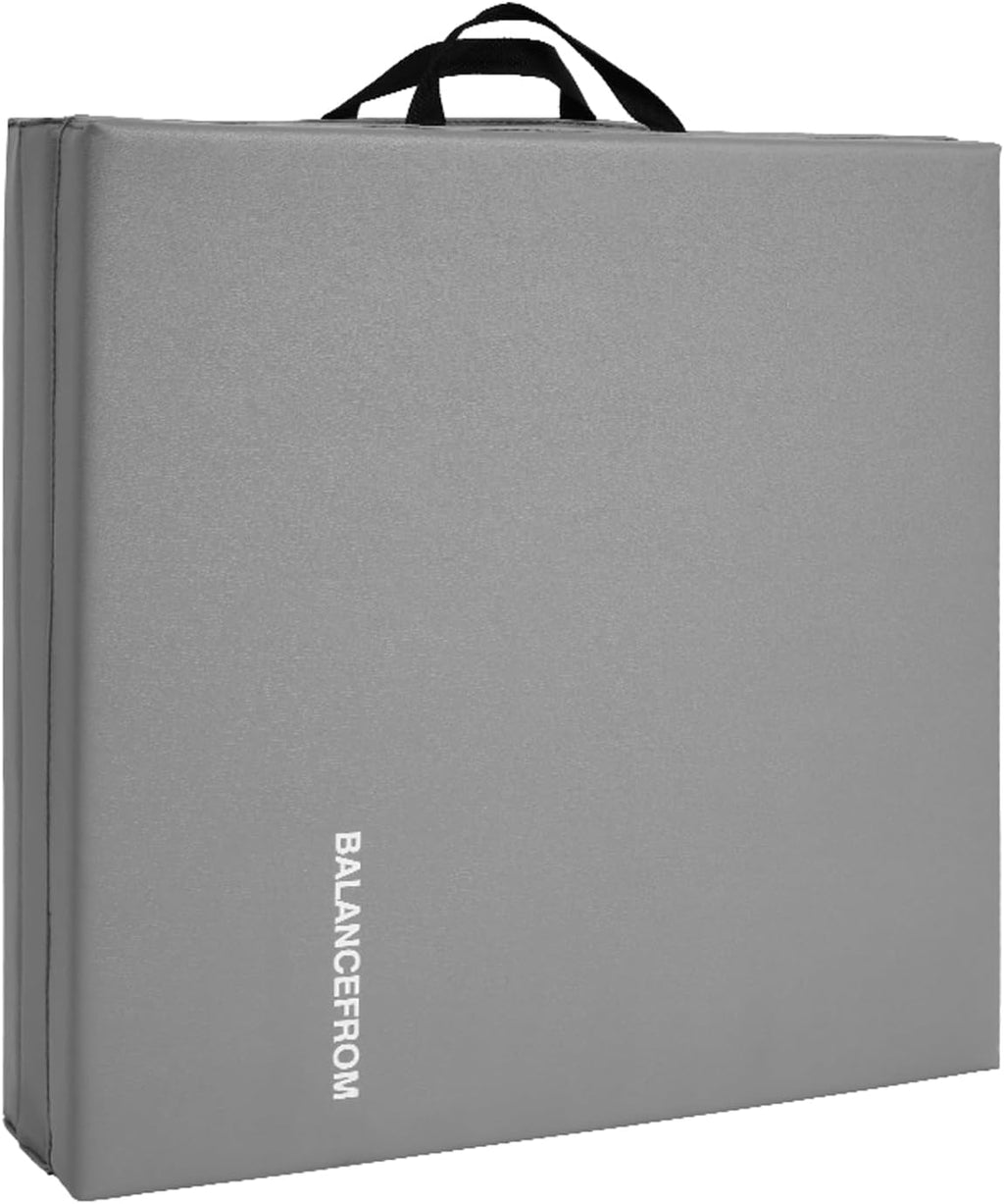 BalanceFrom 6x2 Feet 3-Panel Folding Gymnastics Mat – 1.5-Inch Thick Pad with Vinyl Surface and Carrying Handles for Tumbling, Yoga, Pilates, Home Workouts, and Martial Arts
