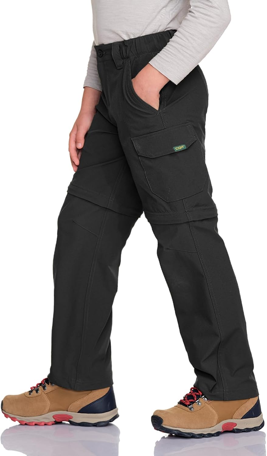CQR Kids Youth Hiking Cargo Pants, UPF 50+ Quick Dry Convertible Zip Off Pants, Outdoor Camping Pants