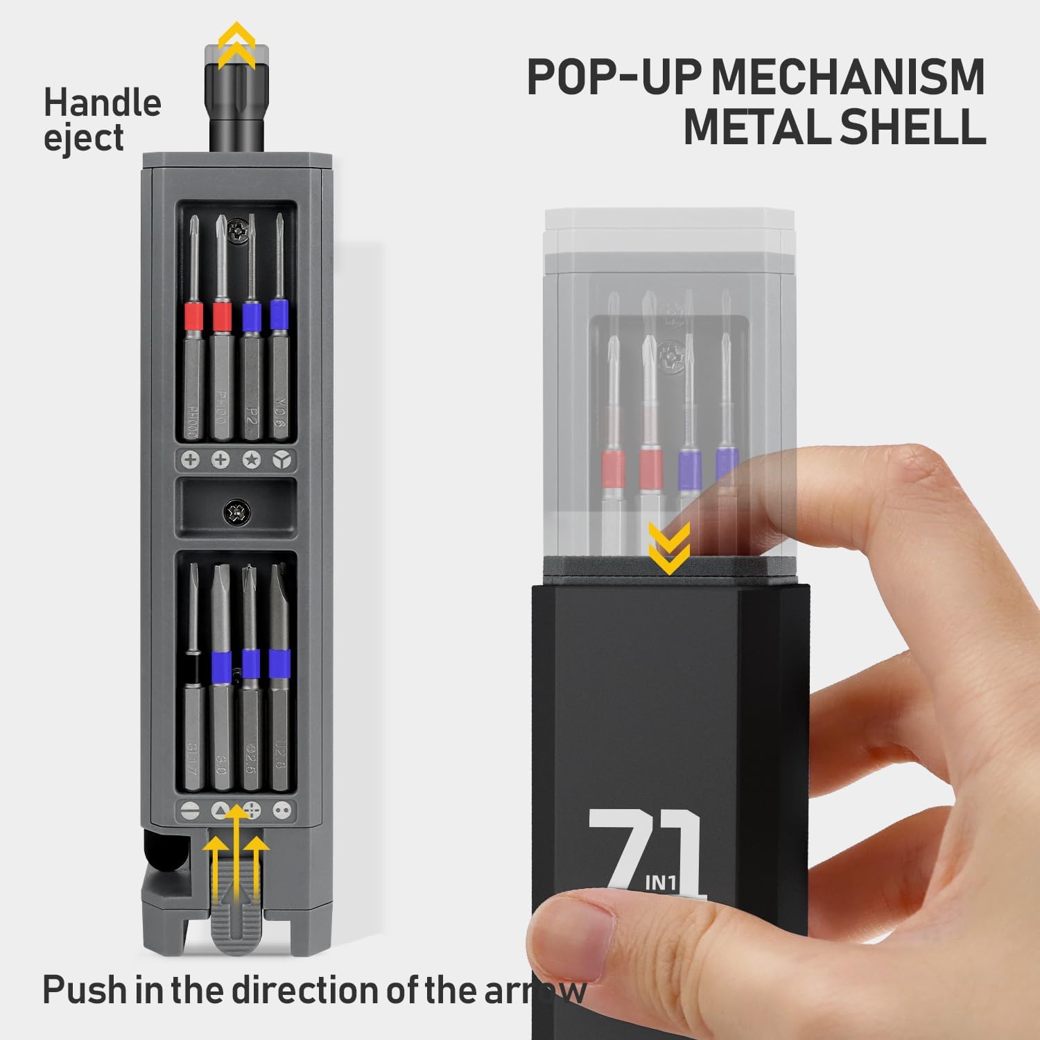 71-in-1 Precision Screwdriver Set with Pop-up Aluminum Alloy Case（Black）