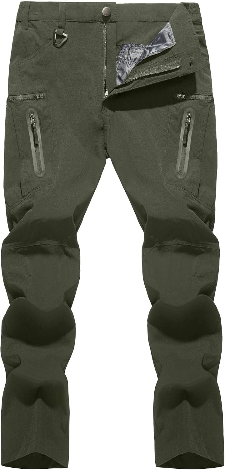 TACVASEN Men's Lightweight Hiking Tactical Pants Waterproof Quick Dry Cargo Work Rain Outdoor Pants 8 Pockets