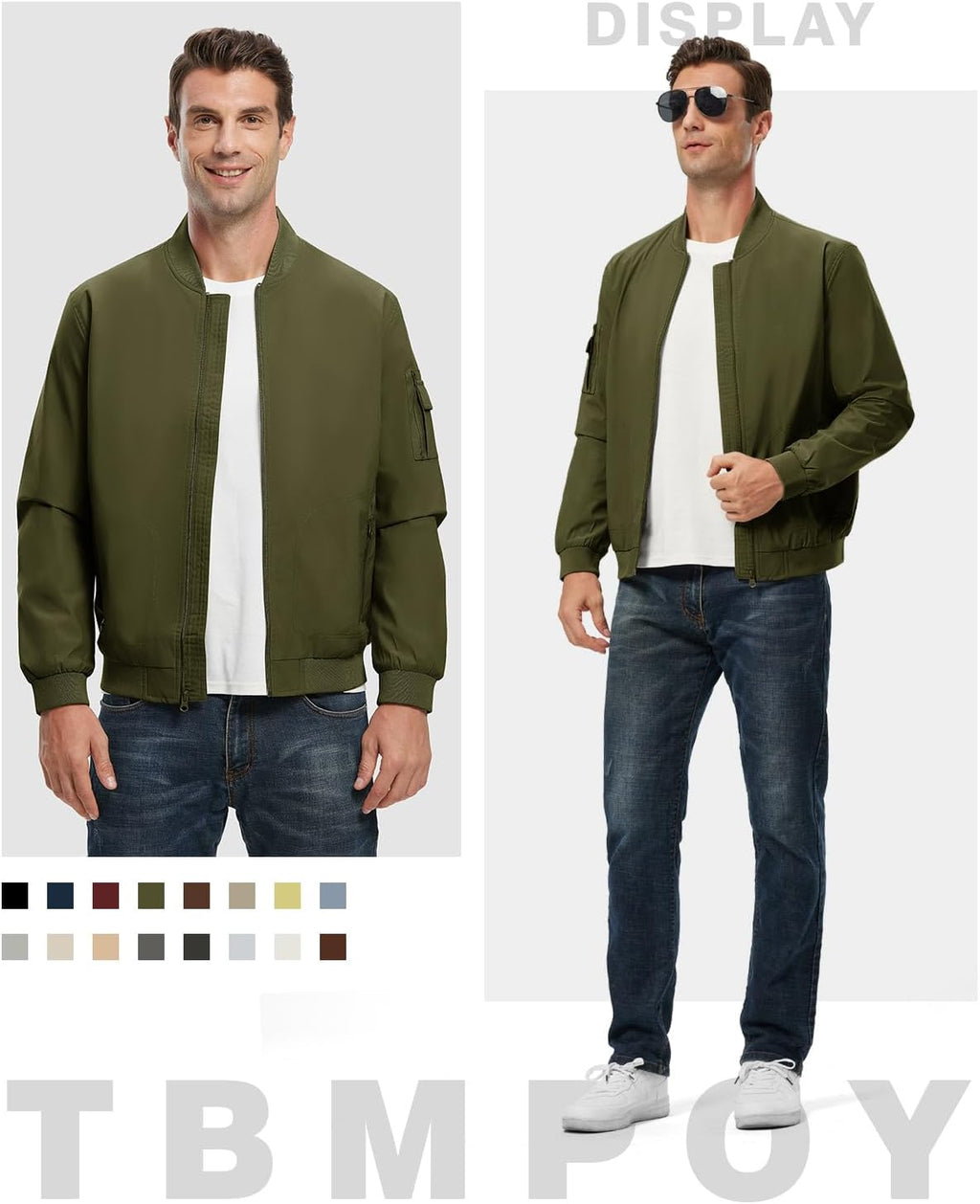 TBMPOY Men's Lightweight Jackets Casual Dress Golf Bomber Windbreaker Fall