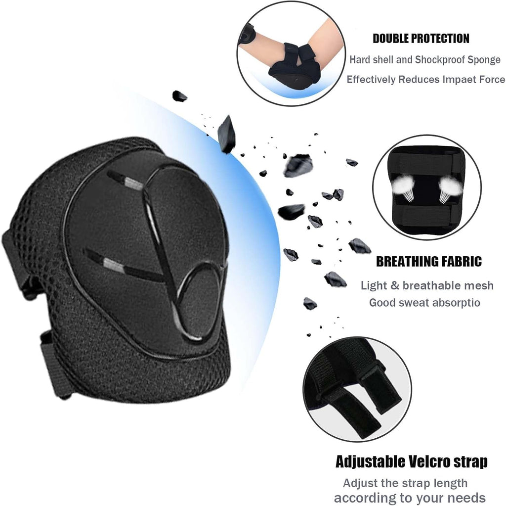 Kids/Youth Knee Pads Elbow Pads for 3-14Years Boys Girls 6 in 1 Kids Protective Gear Set Adjustable for Skating Cycling Bike Rollerblading Scooter Roller Skates