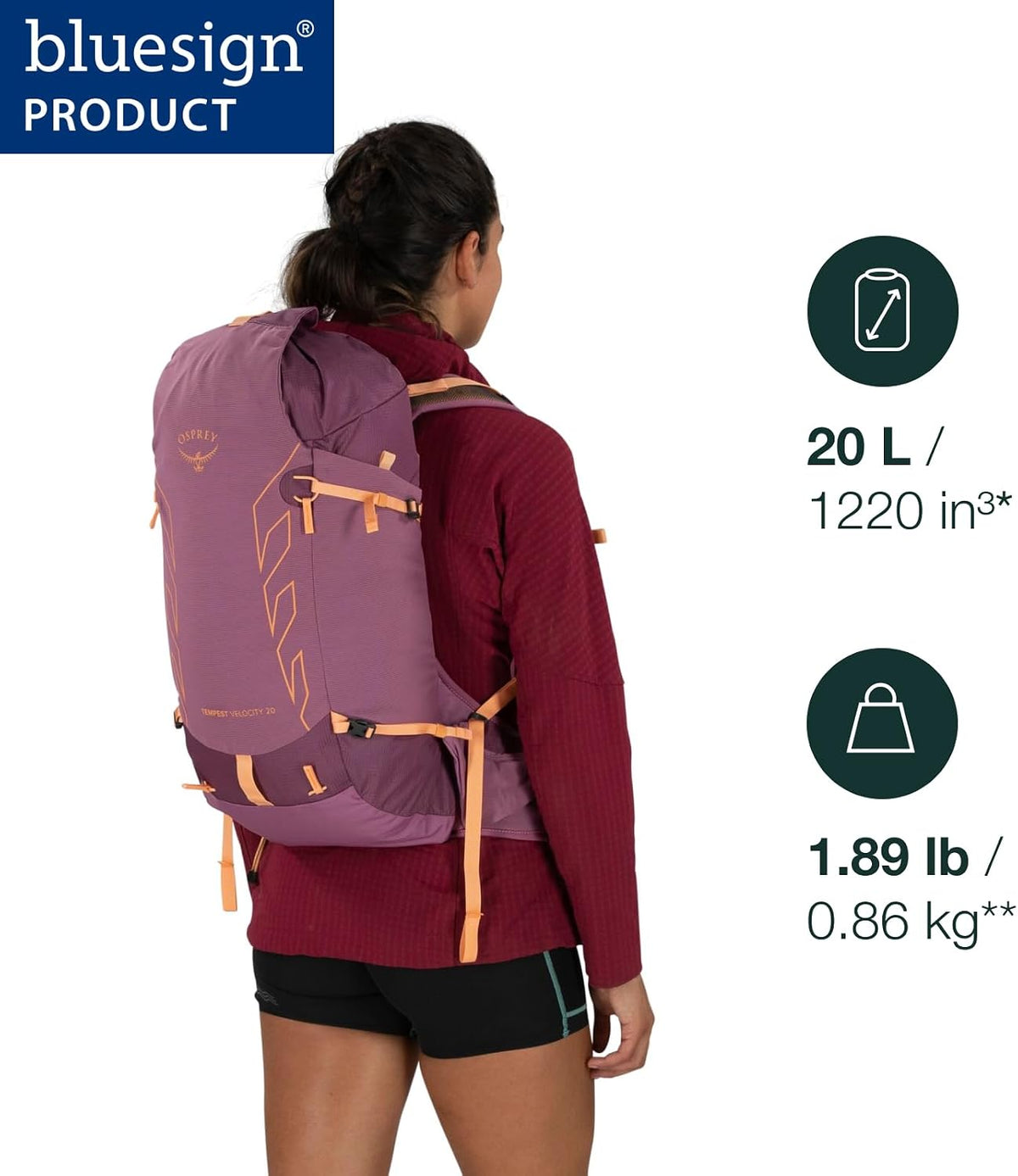Osprey Tempest Velocity 20L Women's Hiking Backpack, Blue WM-L