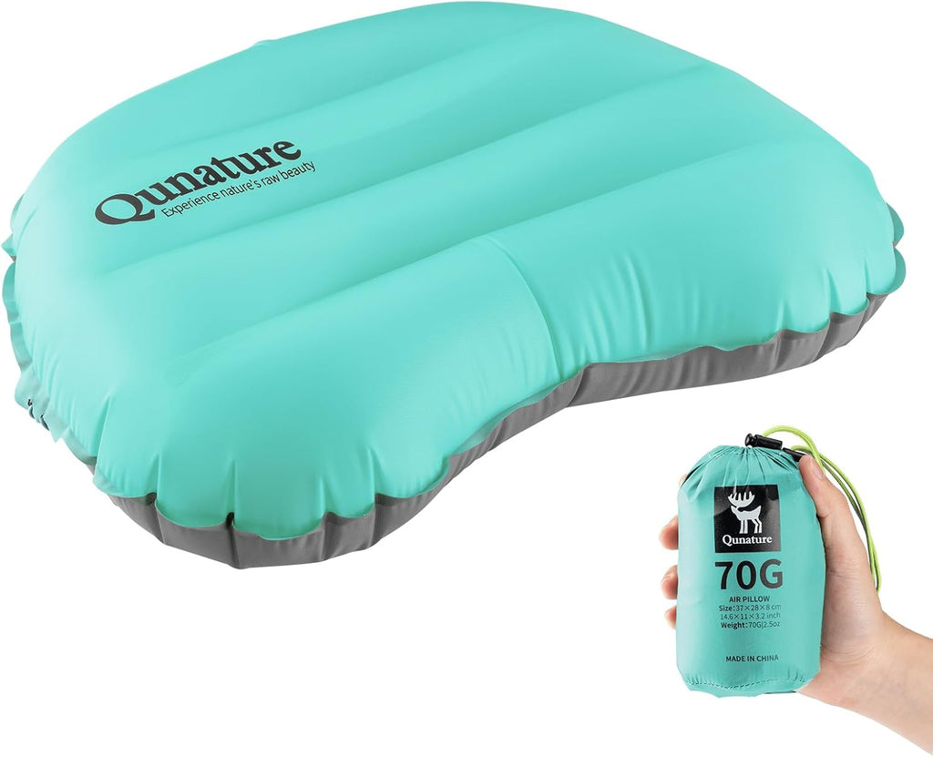 Ultralight Inflatable Camping Pillow, 70g Adjustable TPU Cushion, 20D Nylon Durable, Ergonomic Baffle for Neck & Lumbar, Compact for Hiking Airplane, Dawn Yellow