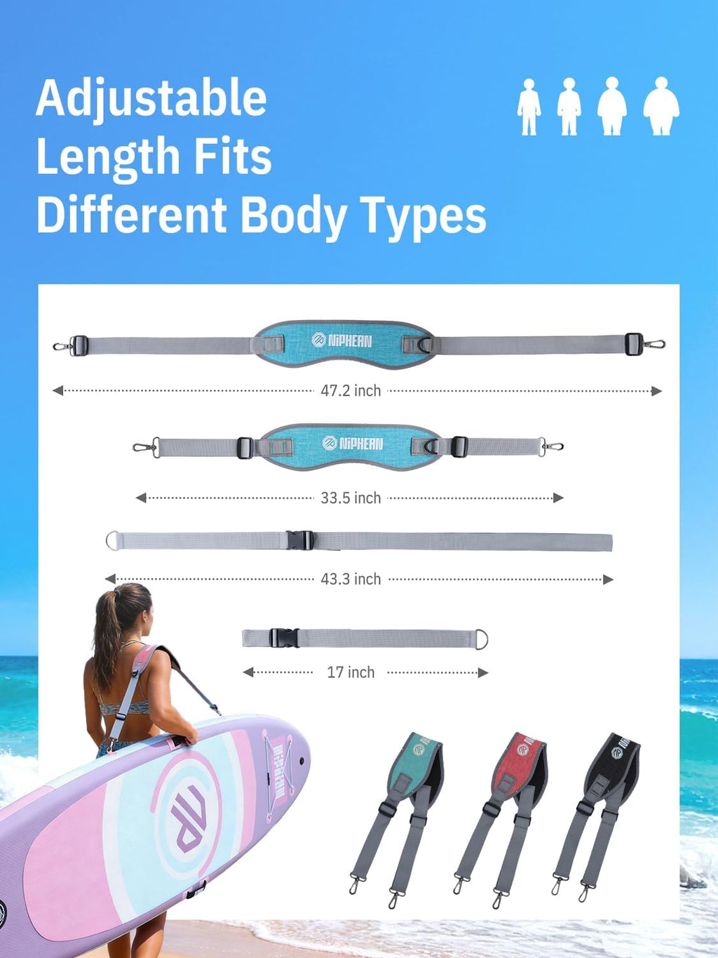 niphean SUP Carrying Strap, Adjustable Shoulder Strap for Paddleboard
