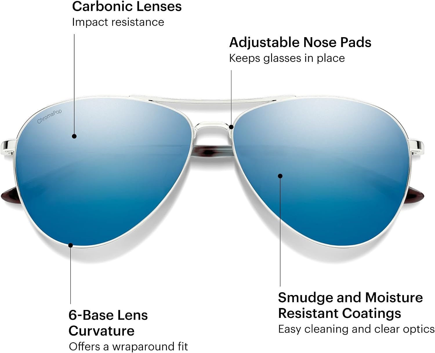 SMITH Langley 2 Aviator Sunglasses – Medium Fit