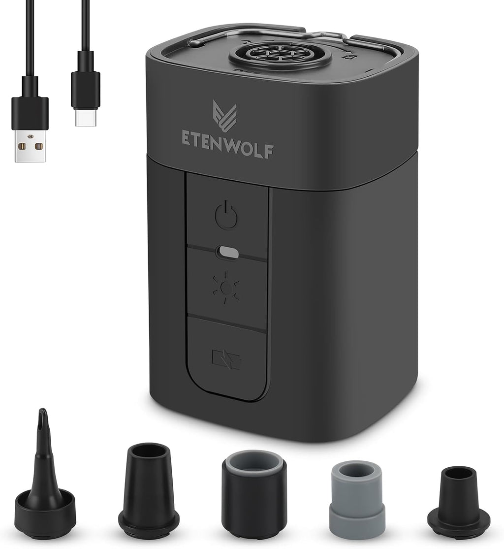 ETENWOLF Air Pump for Inflatables with 10400 mAh Battery & Camping Light