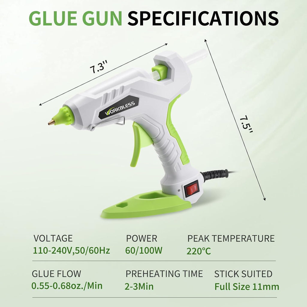 Hot Glue Gun Large 60W/100W Dual Temp W/Full Size Stick Set,Teal