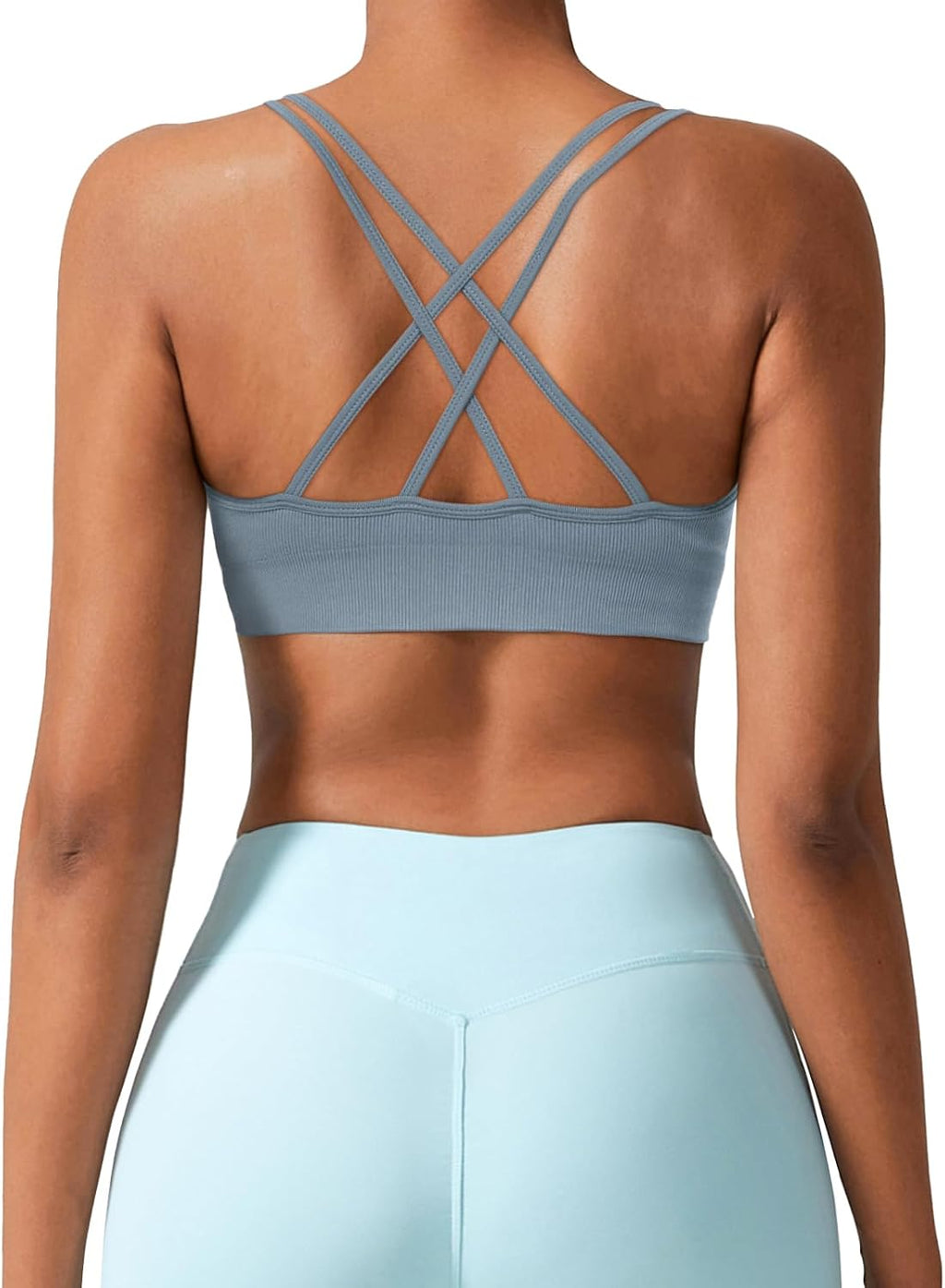 V Neck Sports Bras for Women Cross Back Workout Bra for Small Bust
