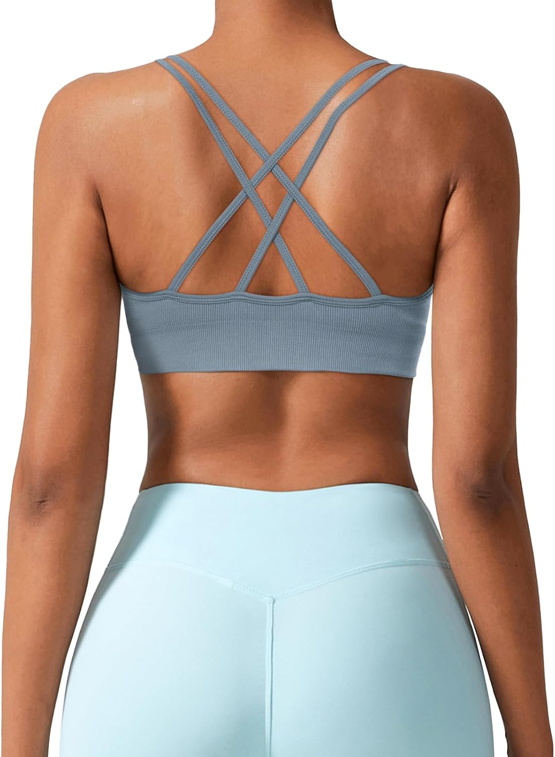 V Neck Sports Bras for Women Cross Back Workout Bra for Small Bust