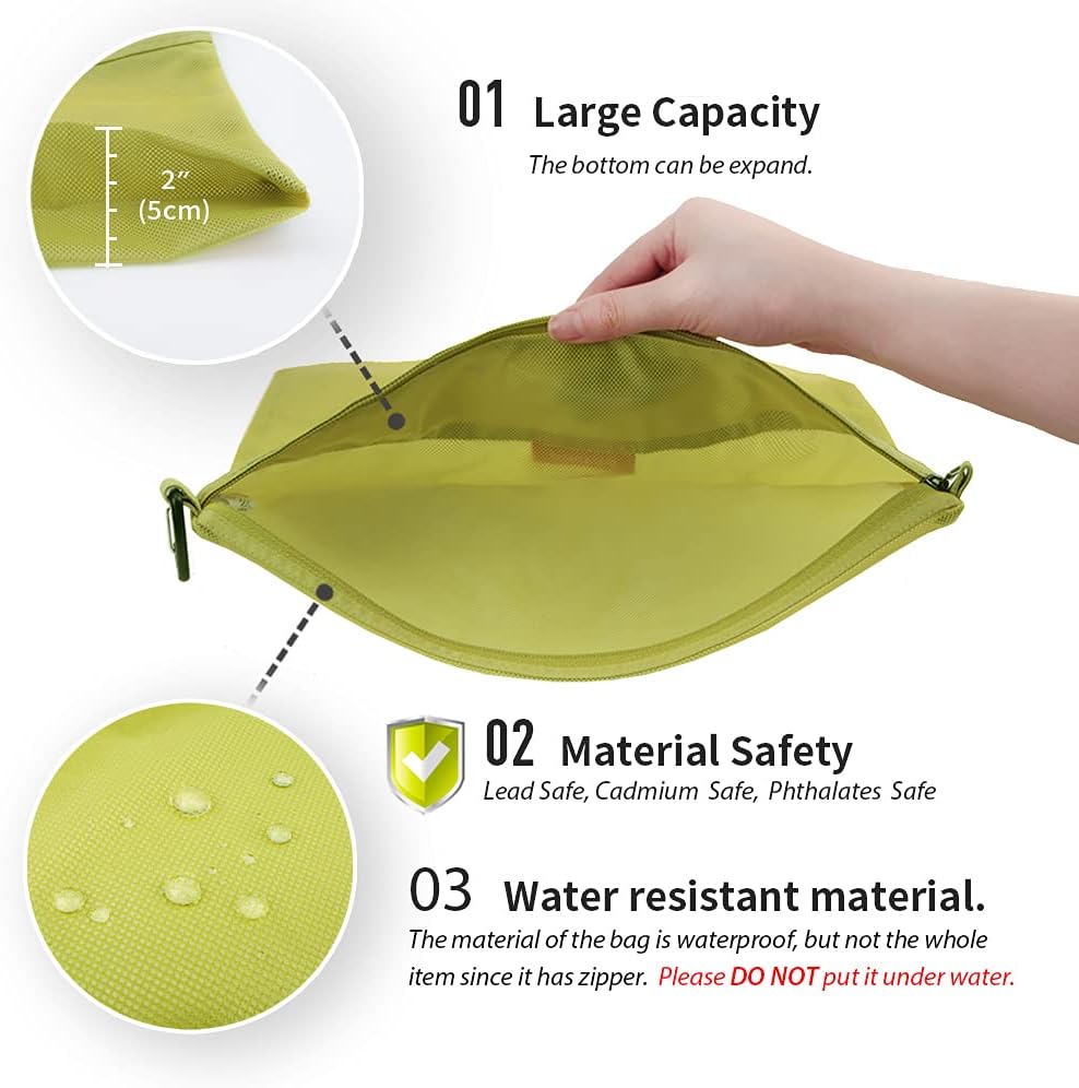 pack all Water-Resistant Zipper Pouch, Mesh Zipper Bag, 10.23"x7.48"
