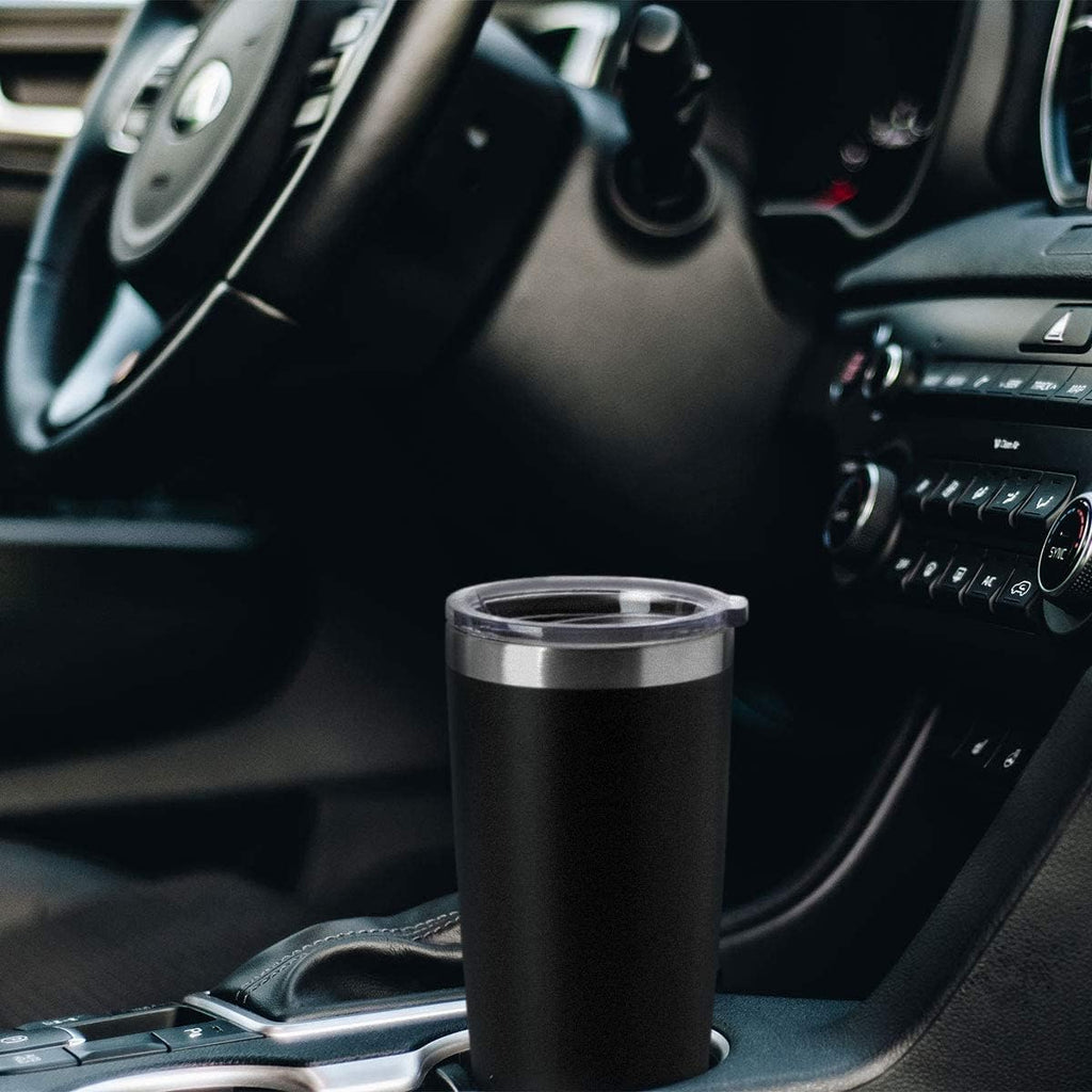 HASLE OUTFITTERS 20oz Tumblers Stainless Steel Mugs with Lid Double Wall Vacuum Insulated Coffee Cups for Cold & Hot Drinks (20oz-Black, 12 Pack)